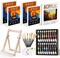Paint Set, Acrylic Paint Canvas Set, 34 PCS Painting Kit with 18 Acrylic Paints, 4 Canvas Panels, Drawing Pad, Wood Easel, Ideal for Art Lovers and Creative Painting